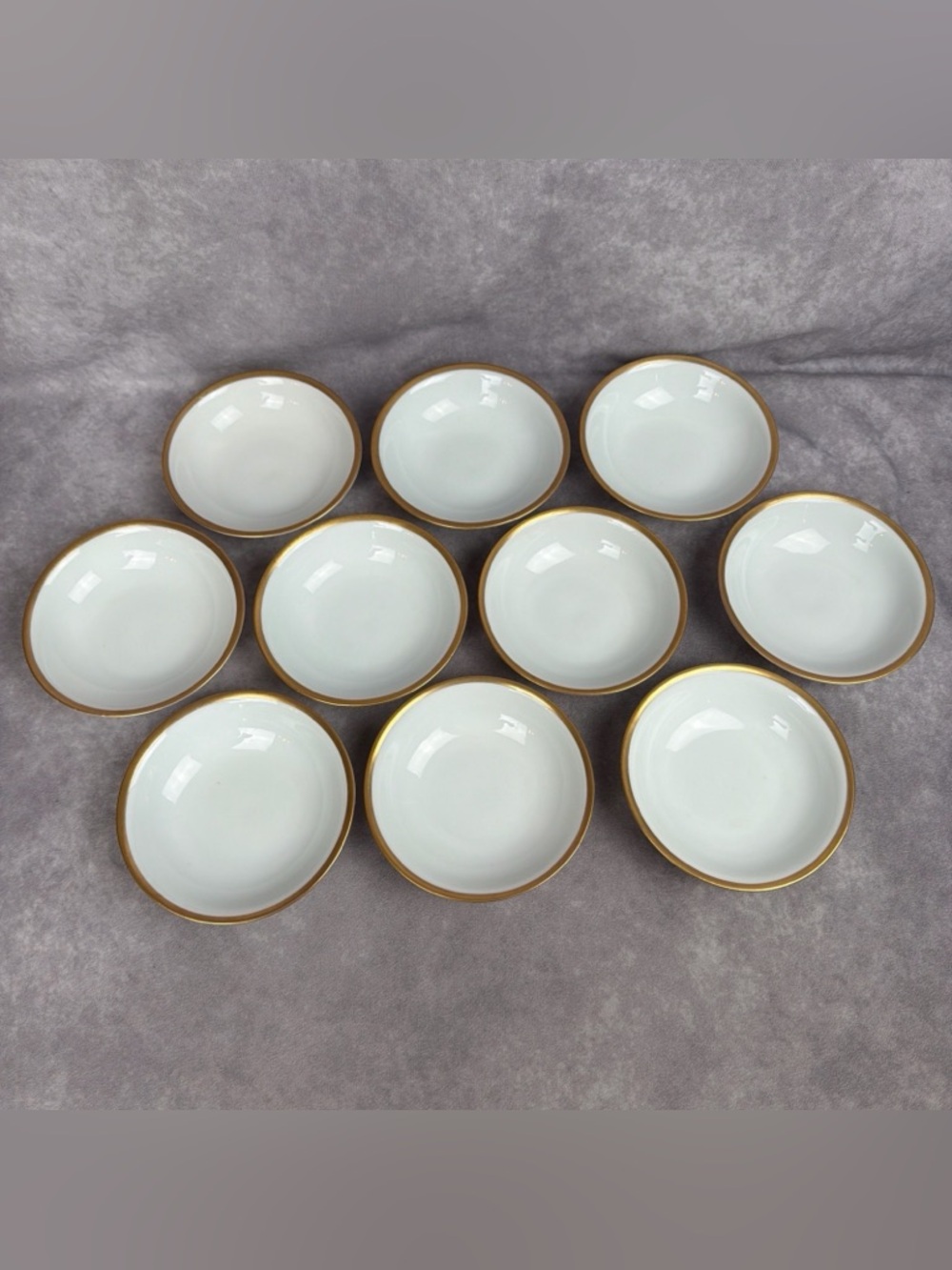 VTG Victoria Austria Porcelain Dessert Berry Bowls Gold Rim Set of 10